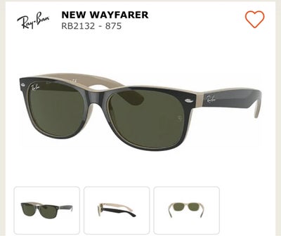 Solbriller unisex, Ray-ban, Completely new Ray-ban Wayfarer in black & beige color. Size is 55 mm :-