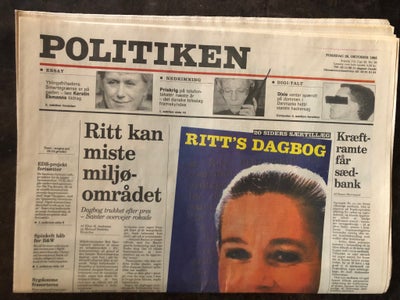 Andre samleobjekter, Politiken avis, Politiken fra 26 oktober 1995. Ritt Bjerregaards kontroversiell