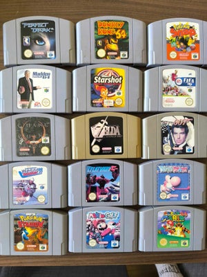 Nintendo 64 Spil, N64, Mario Kart - 399.-

Donkey Kong - 275.-

Mario 64 - 199.-

Pokemon Stadium - 