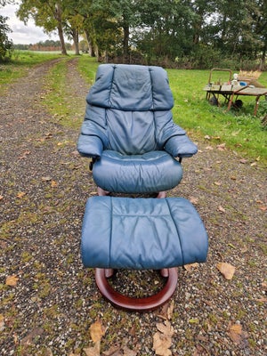 Hvilestol, skind, EKORNES STRESSLESS HVILESTOL, Grøn Stressless Hvilestol/Lænestol med Fodskammel fr