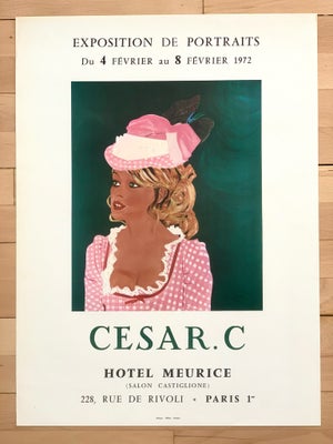 Sjælden vintage plakat, C. Cesar, b: 46 h: 62, Fransk vintage plakat af C. Cesar til udstilling i Pa