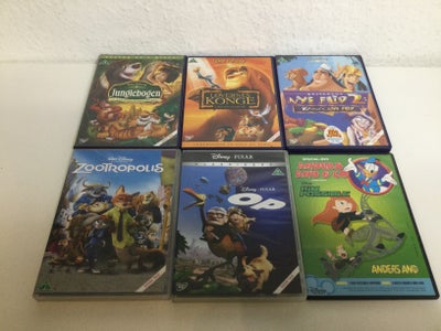 DVD, tegnefilm, Walt Disney  film pris pr stk 25 kr 
Junglebogen 
Løvernes konge 
Kejserens nye flip