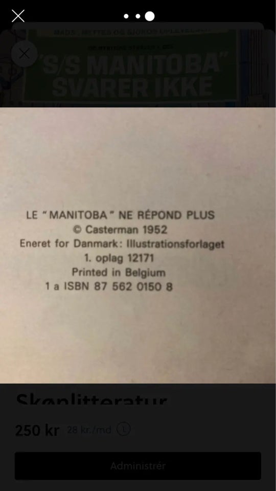 M/s Manitoba svarer ikke. 1. Oplag , Hergé , Tegneserie