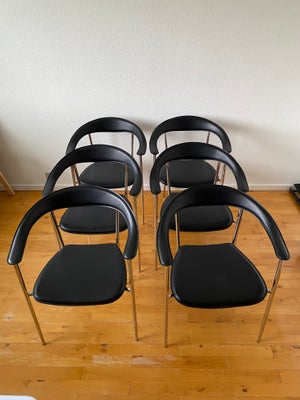 Spisebordsstol, 6 konference stole i lædderlook. 
5 stole af 250 kr pr stk.
Den sidste gives med i k