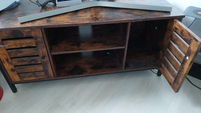 Tv møbel, flot tv-bord/ hi-fi møbel i industrielt design i metal og mørkt trælook. D: 40 B: 110,5 H: