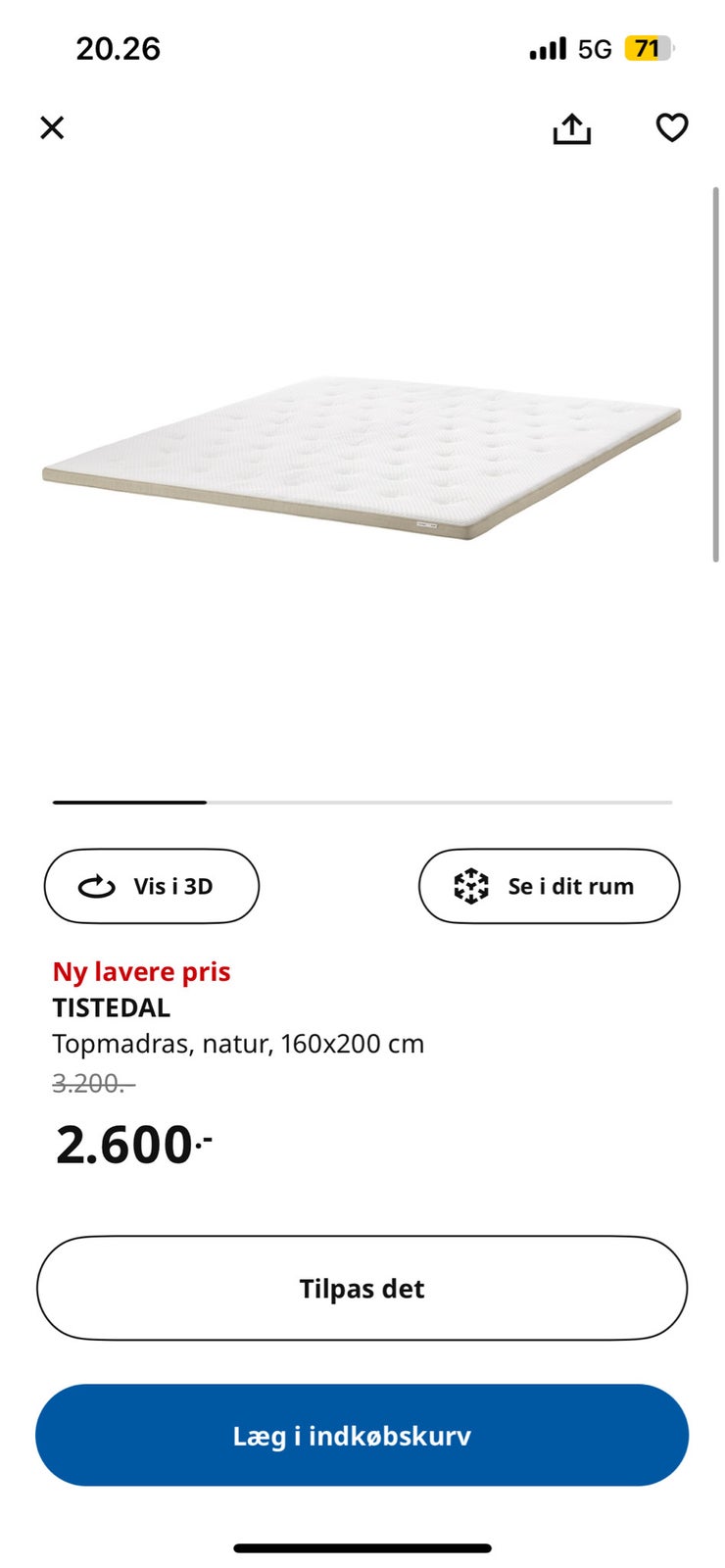 Topmadras, Ikea , b: 160 l: 200