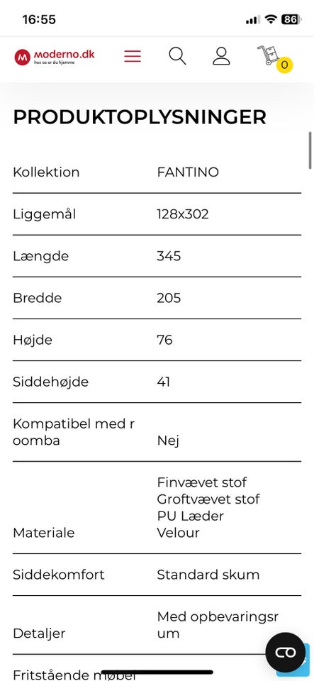 Sovesofa, stof, 4 pers.