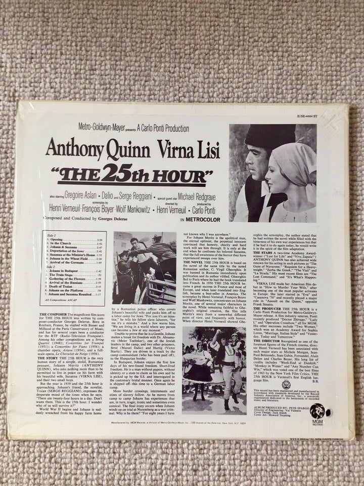 LP, Anthony Quinn & Virna Lisi, The 25th Hour