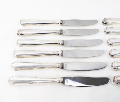 Sølvtøj, Middagsknive, Dobbeltriflet W&SS, Dobbeltriflet sølv middagsknive fra W&SS 6 stk.
Middagskn
