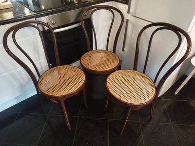 Spisebordsstol, Fransk flet - rørflet - formbøjet træ, Thonet - ZPM Radomsko, Tre (3) flotte Thonet/