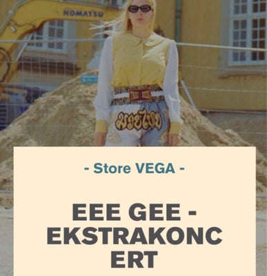 Eee Gee koncert, Eee Gee koncert VEGA
2 stk. billetter til Eee Gee ekstra koncert onsdag d. 6/3 kl. 