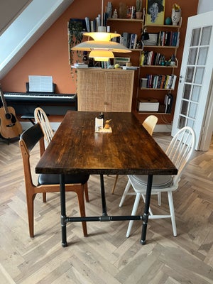 Spisebord, Massivt træ, b: 82 l: 160, Flot massivt, rustikt, bejdset spisebord med Rackbuddy stel, m