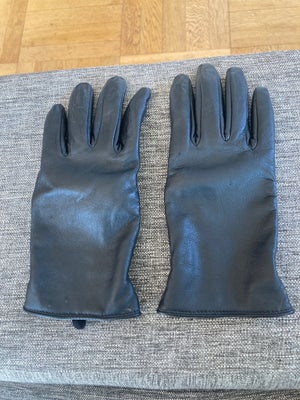 Handsker, Læderhandsker, H&M , str. large,  Sort,  Læder,  Næsten som ny, Forede læderhandsker, de e