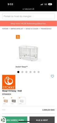 Tremmeseng, Stokke sleepi babyseng Junoseng, brugt men mange gode år forude. komplet nyfødt til juni