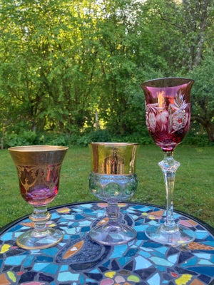 Glas, Glas, Bøhmisk, 3 smukke bøhmiske glas. 
Sælges samlet.