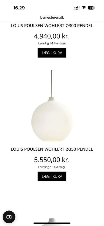 Louis Poulsen, Wohlert Ø350mm, pendel