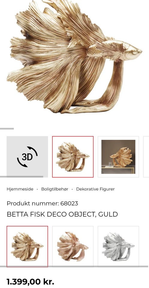 Kare Design  Deco Figurine Betta Fish Gold