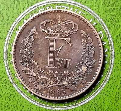 Danmark, mønter, FREDERIK VIII, 1863, 1 SKILLING 1863 RIGSMØNT FREDERIK VIII PÆN

1 Skilling 1856 - 
