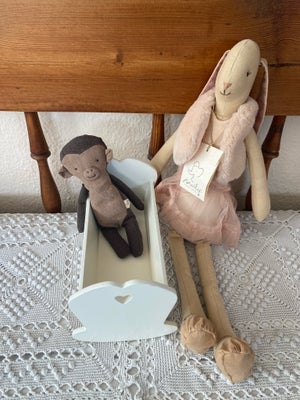 Andet legetøj, -, Maileg, En fin lyserød kanin ballerina, 43 cm. En lille abe, 14 cm fra Noahs ark. 
