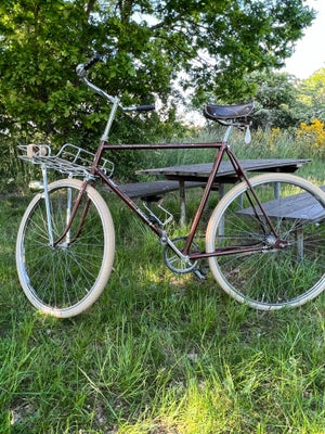 Herrecykel,  Batavus, 56 cm stel, 1 gear, Herre retro cykel med lad og med masser af patina