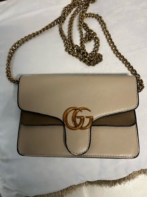 Festtaske, Gucci, læder, Meget flot , næsten ny med 2 farve, lys brun og Crem , stølsser er 20x 13x 