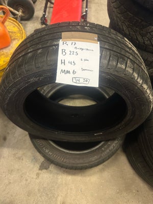 Sommerdæk, Bridgestone, 225 / 45 / R17, 6mm mønster, 3420