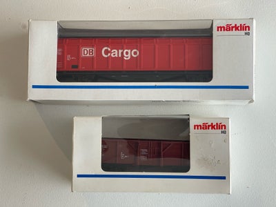 Modeltog, Märklin 48012 DB Cargo 4430 åben godsvogn, skala H0, To flotte godsvogne - fremstår som fa