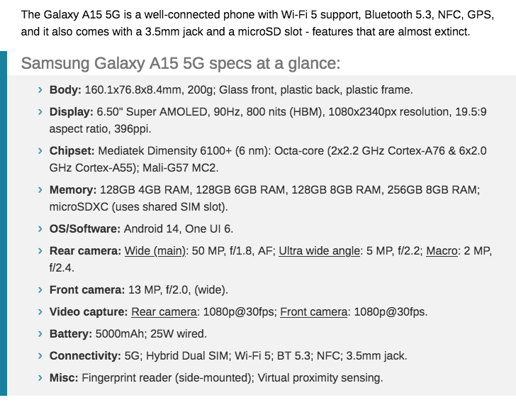 Samsung Galaxy A15 5G, 4GB , Perfekt