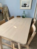 Spisebord m/stole, Hvid birk, Ikea Norråker