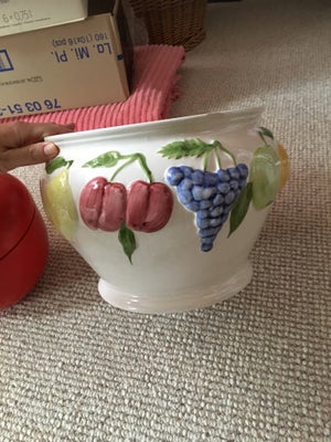 Vase, Vase / krukke / skål, Fin italiensk krukke/vase/skål med frugter på. Har et par skår.