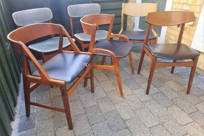 Spisebordsstol, Assorterede spisebordsstole i teaktræ. Designere blandt andet Henning Kjærnulf, muli