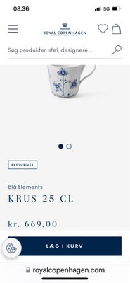 Porcelæn, Kopper med hank, Blå elements, Royal copenhagen kopper med hank.
Nypris700 pr stk.
Sælges 