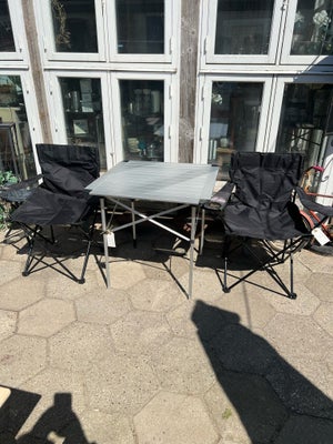 Alu camping folde bord og stole, Super sæt med 1 bord og 2 stk stole til årets festivaller eller cam