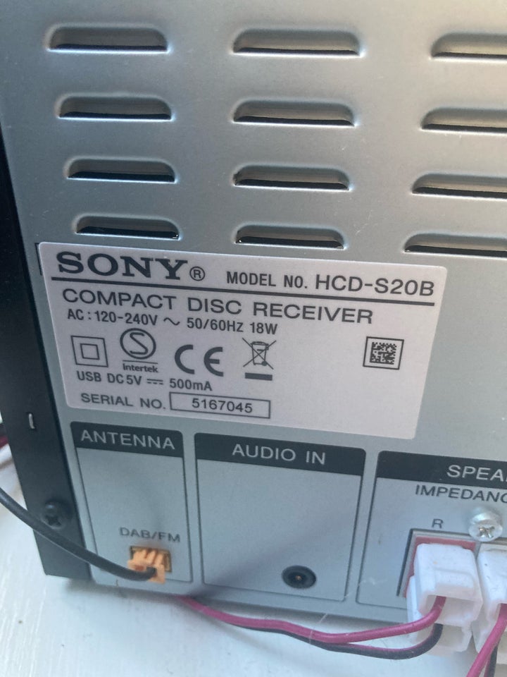 SONY musik anlæg, SONY CMT-S20B