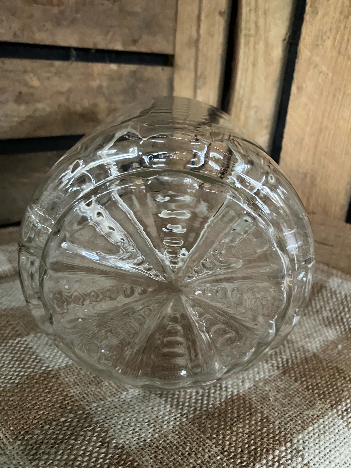 Glas kiksespand - bisquit, Glas med hank og låg i metal, 125