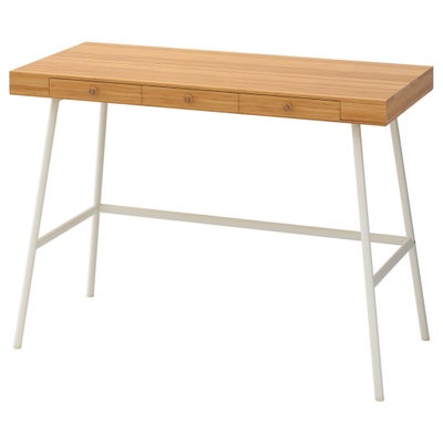 Skrivebord, IKEA, b: 102 d: 49 h: 74, LILLÅSEN
Skrivebord, bambus, 102x49 cm
Skuffer er tilpasset A4