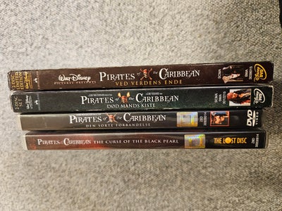 Pirates of the caribbean, DVD, action, Prisen er for dem alle.
Alle virker.
Mange andre titler haves