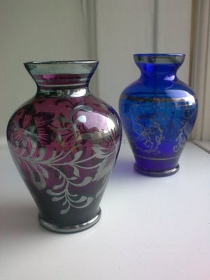 Glas, Vase farvet glas MINI Italiensk design, Murano Vintage Venedig, Sølv malet og print fra 1950-6