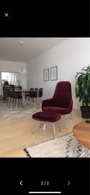 Loungestol, velour, Normann Copenhagen, Era Lounge chair high med fodskammel - stof JAB city velvet
