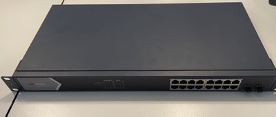 Switch, Hikvision, 16 ports Gigabit POE switch
model: DS-3E0518P-E/M
med rack mount beslag.

16 × Gi