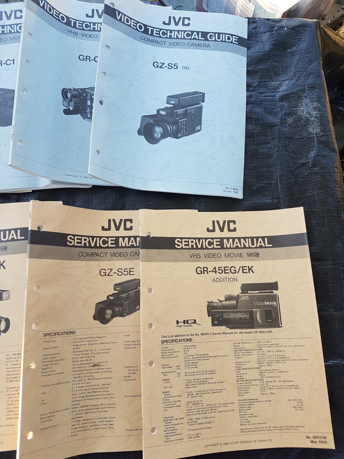 1 samling JVC service manuel til video kamera, Panasonic,