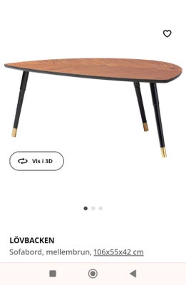Sofabord, Ikea, b: 55 l: 106 h: 42, Rigitg fin Ikea sofabord . 
Desværre alligevel for stor til vore