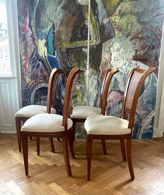 Spisebordsstol, Spisestole / entre stol / stole, Empire stil med franskflet, Fire pæne spisestuestol
