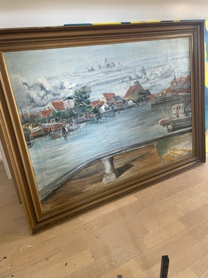 Akrylmaleri, Flot havne maleri af Skælskør havn. Prisen inkluderer rammen.
