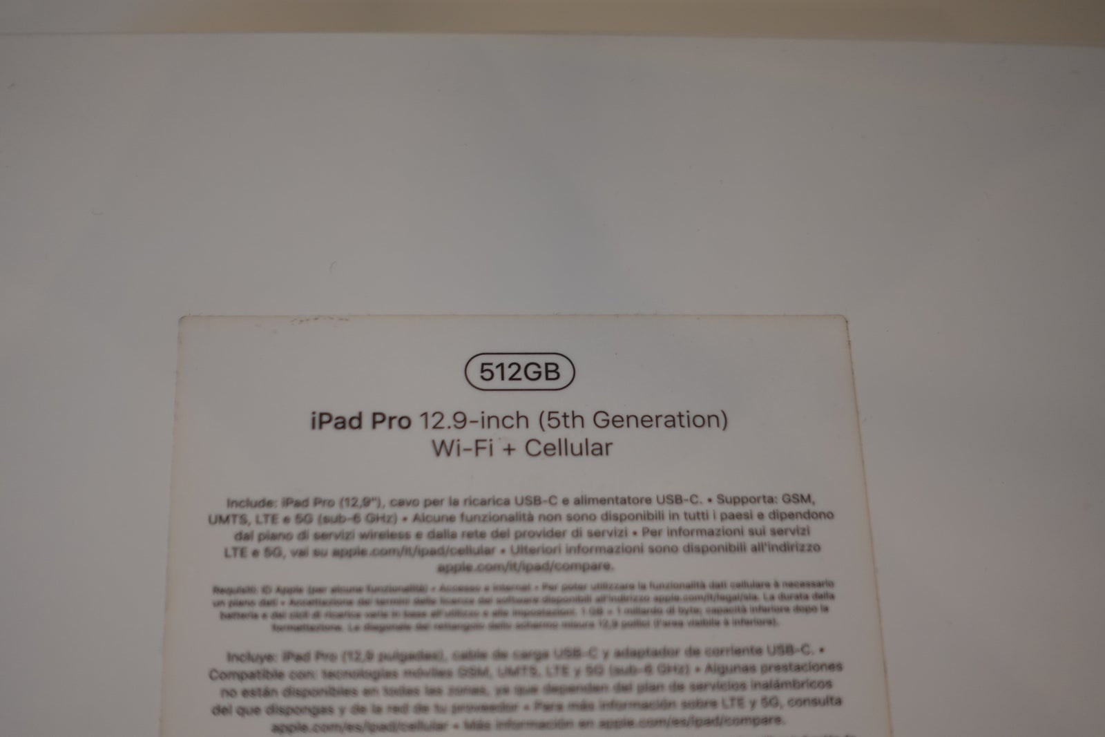 iPad Pro 12.9 5. Gen. 512 GB WI-FI+Cell