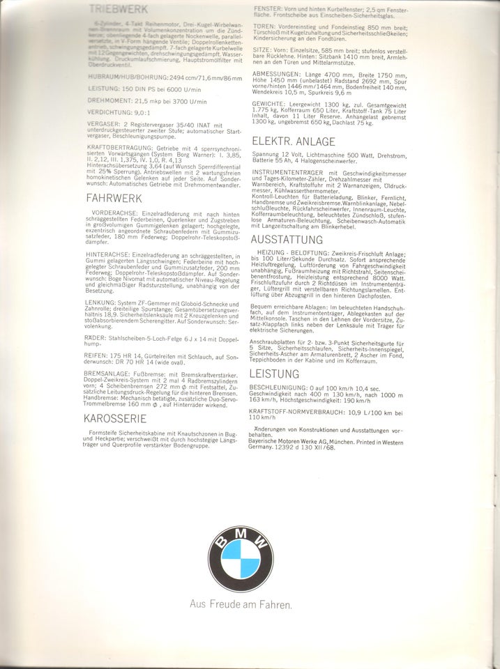 BMW 2500 brochure