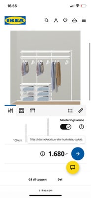 Garderobeskab, Ikea Boaxel, b: 205 h: 200, Boaxel garderobeløsning sælges grundet flytning. 
Fejler 