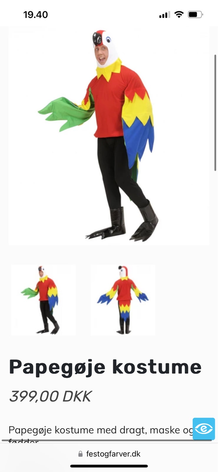 Papegøje kostume str L