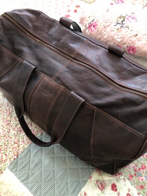 Rejsetaske, Corium, b: 50 l: 25 h: 28, Rigtig lækker læder rejsetaske med grønt foer