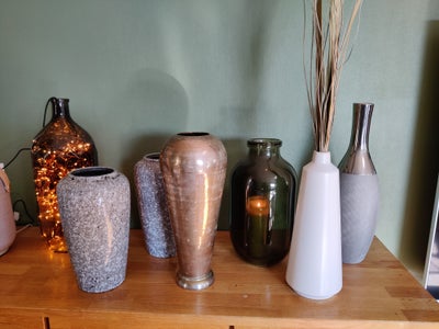 Keramik, Vase gulvvase, West Germany mm, Stor vase keramik, metal, glas grøn grå hvid sølv brun.
Grø